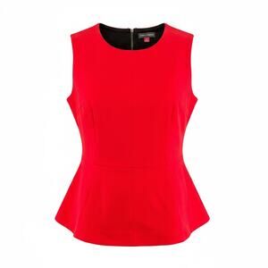 Vince Camuto Red Peplum Top Small Zip Back Career Glam Sleeveless